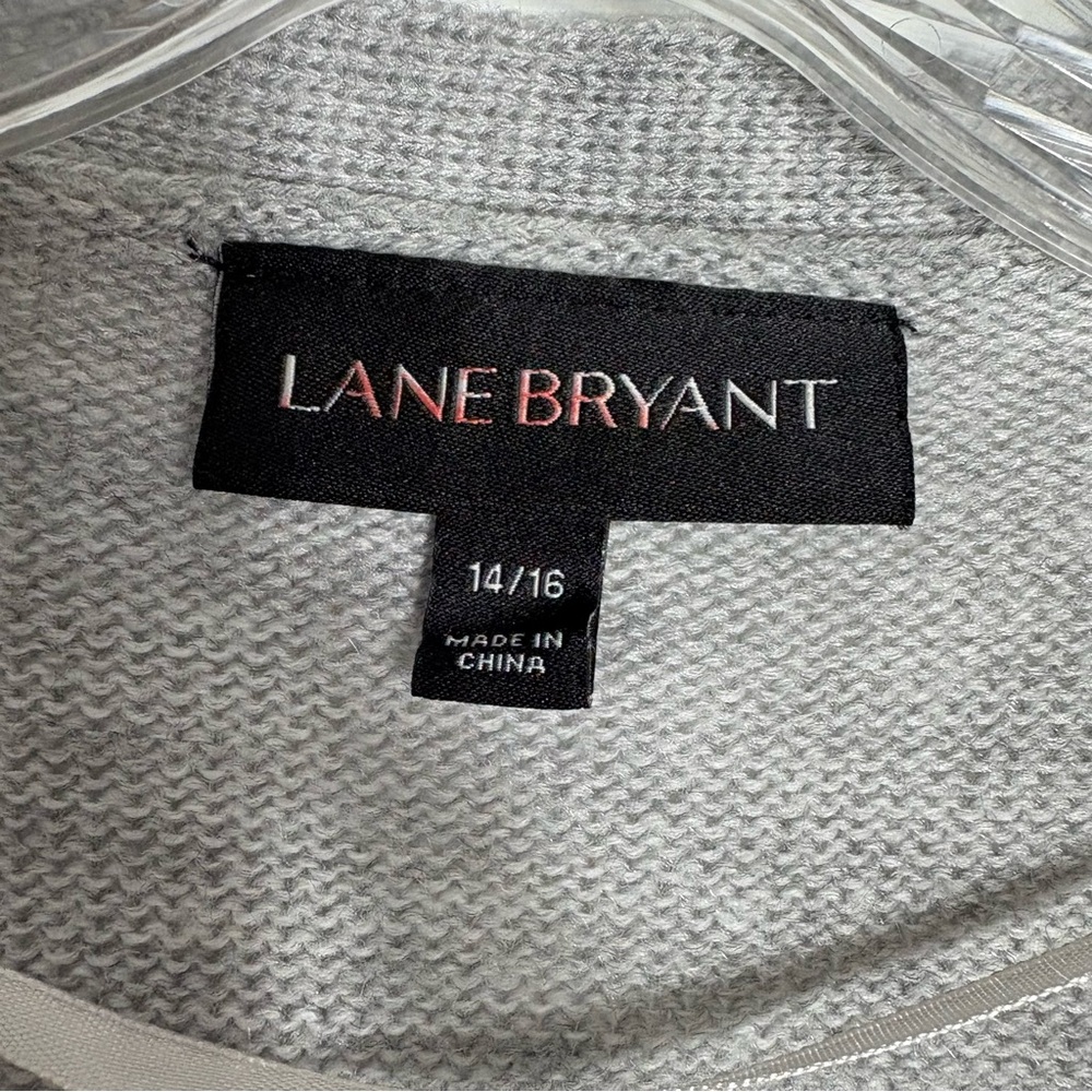 LANE BRYANT Gray Star Patterned Sweater Size 14/16— Great for the Office Sweater - Picture 7 of 8